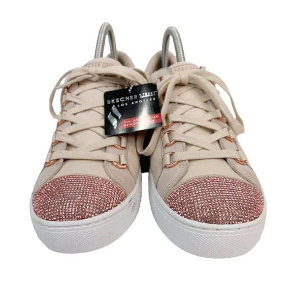 *SOLD* Skechers Street Womens Size 8.5 Los Angeles Pink Sneakers Sparkly Leather - Picture 2 of 15